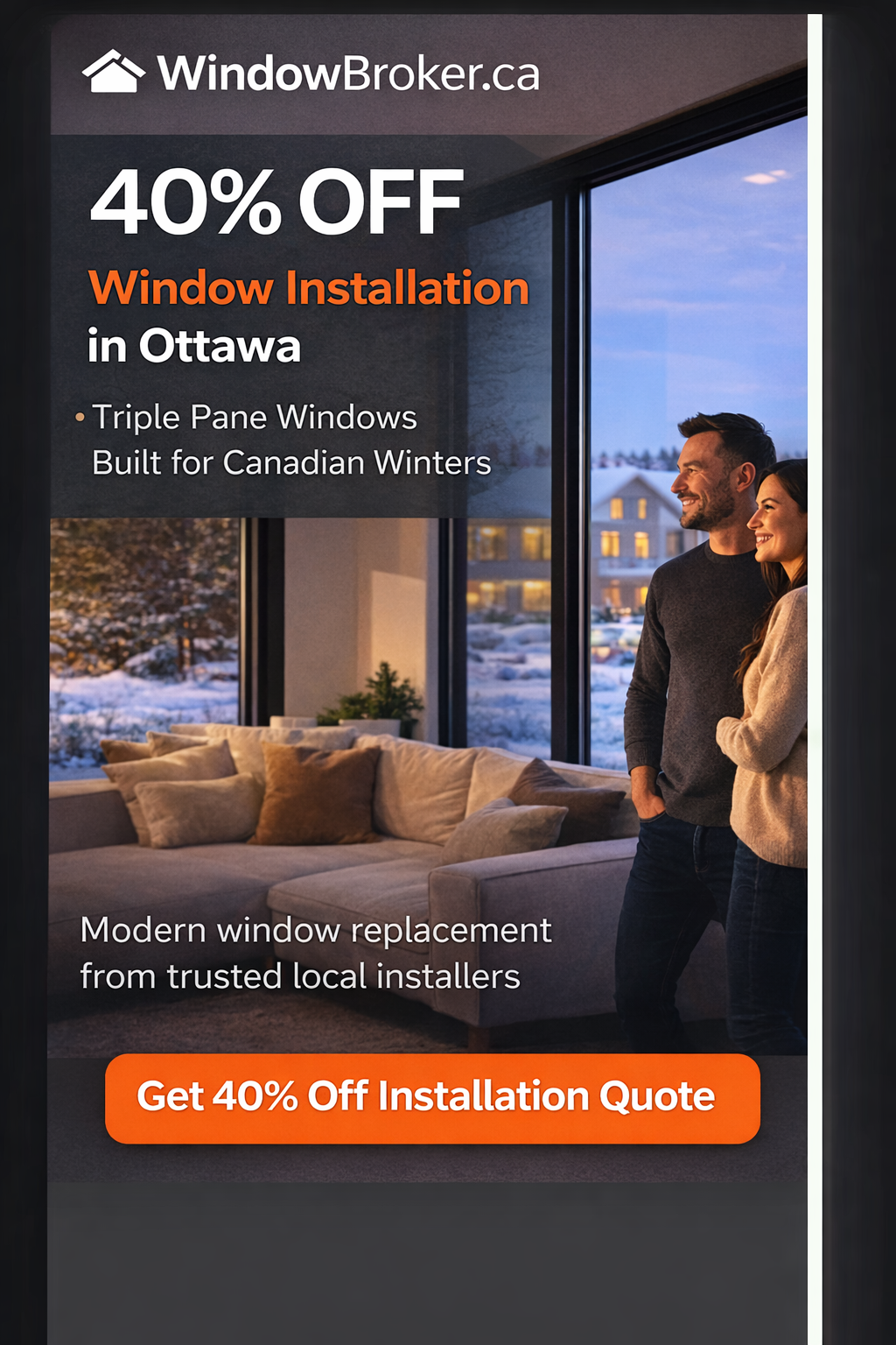 Energy efficient triple pane window installation in a Gatineau home improving insulation and reducing heating costs