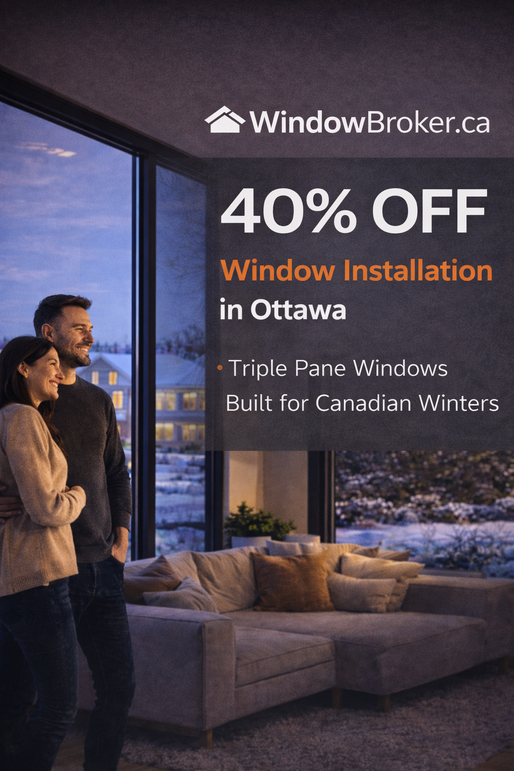 Triple pane energy efficient window installation in a Gatineau home improving winter insulation and comfort
