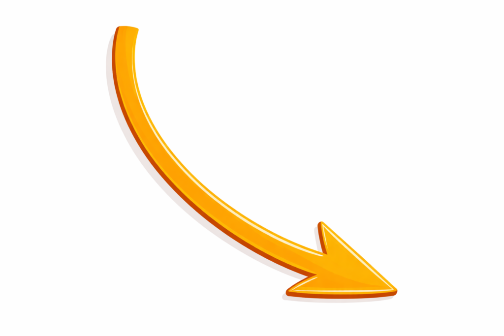 Orange curved arrow pointing down and right toward upload quote button